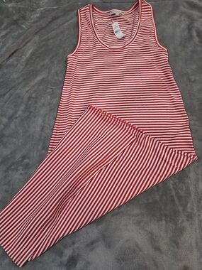 LOFT Red & White Striped Maxi Tank Dress-Large